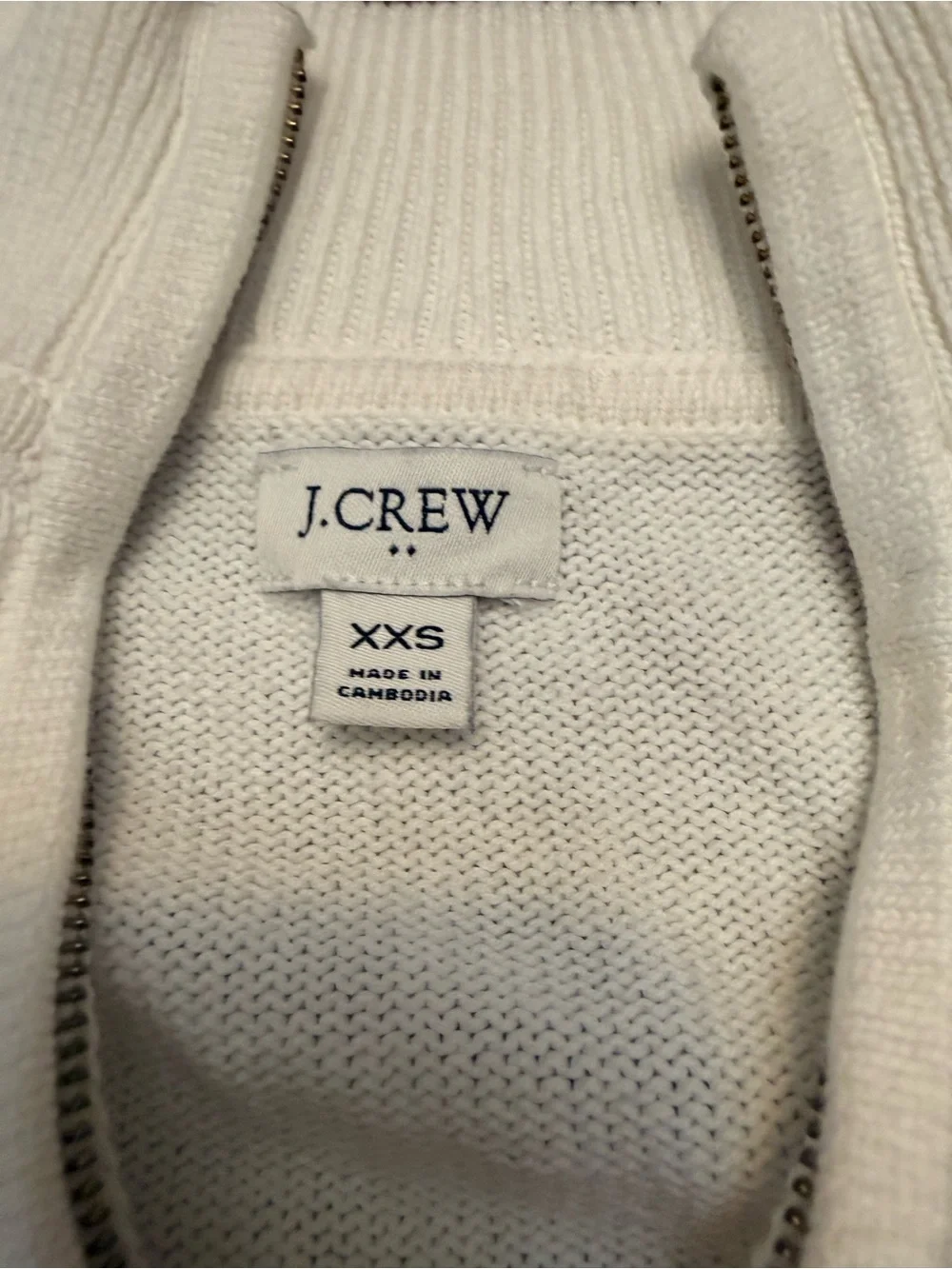J. Crew Striped Half-Zip Sweater with Pearl Zipper in Blue and Cream - Picture 2 of 10